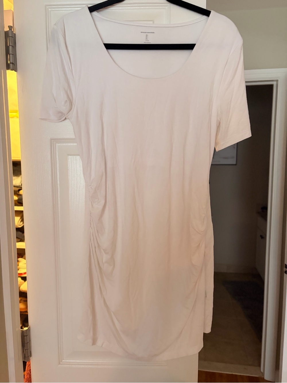 Maternity Scoop Neck Short Sleeve Women's Top in Light Beige